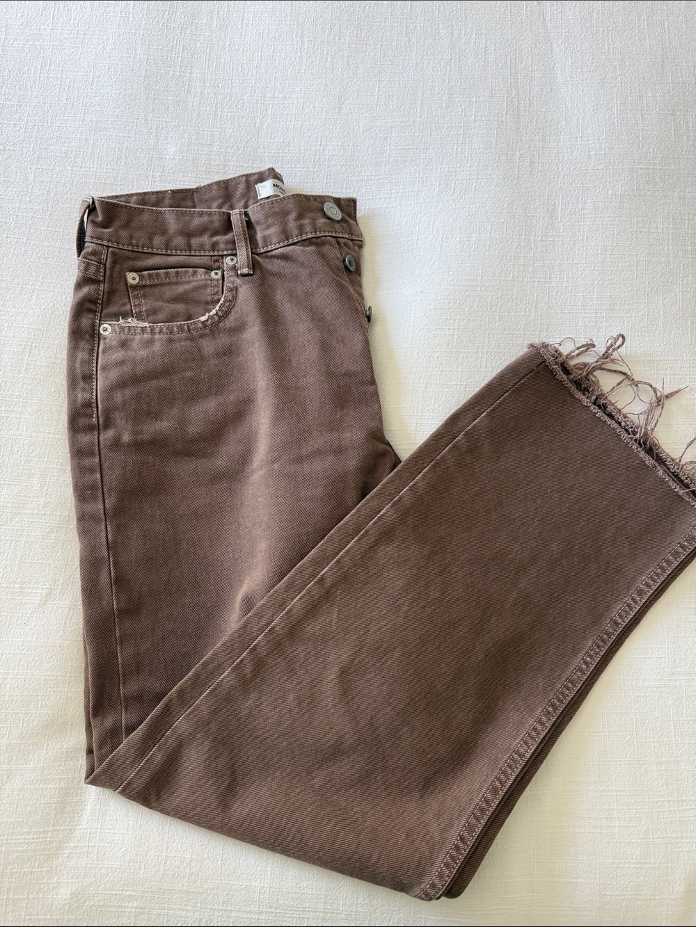 High-Rise Brown Raw-Hem Women's Jeans